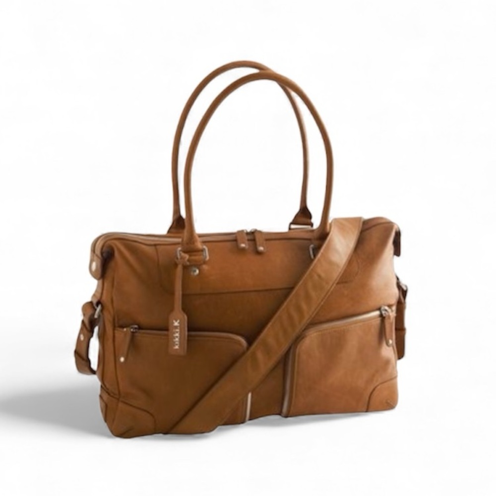 KIKKI K Camel Leather Crossbody Tote